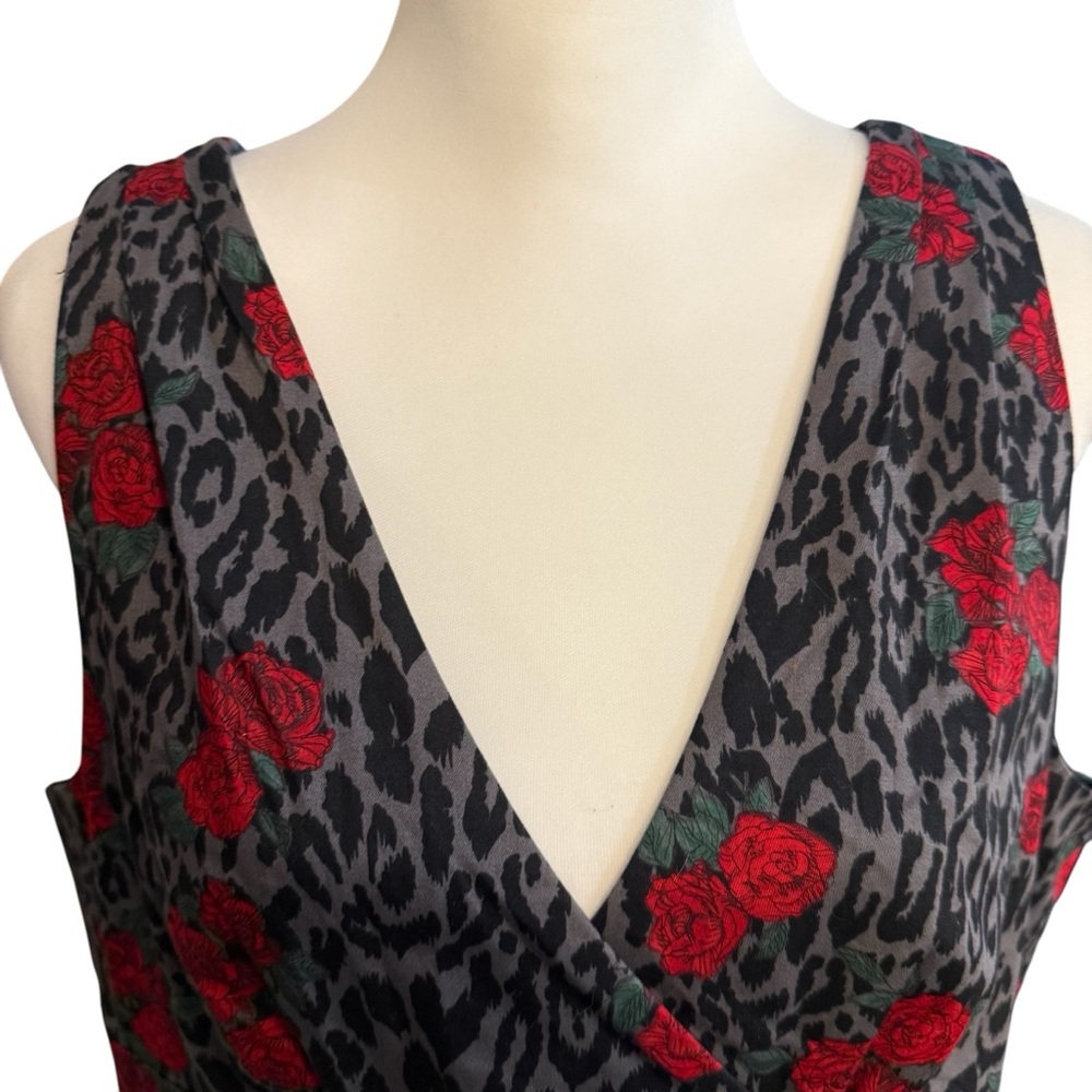 Torrid Gray Animal Leopard Print Rose Fit & Flare Skater Dress sz 18 pockets nwt - Picture 3 of 11